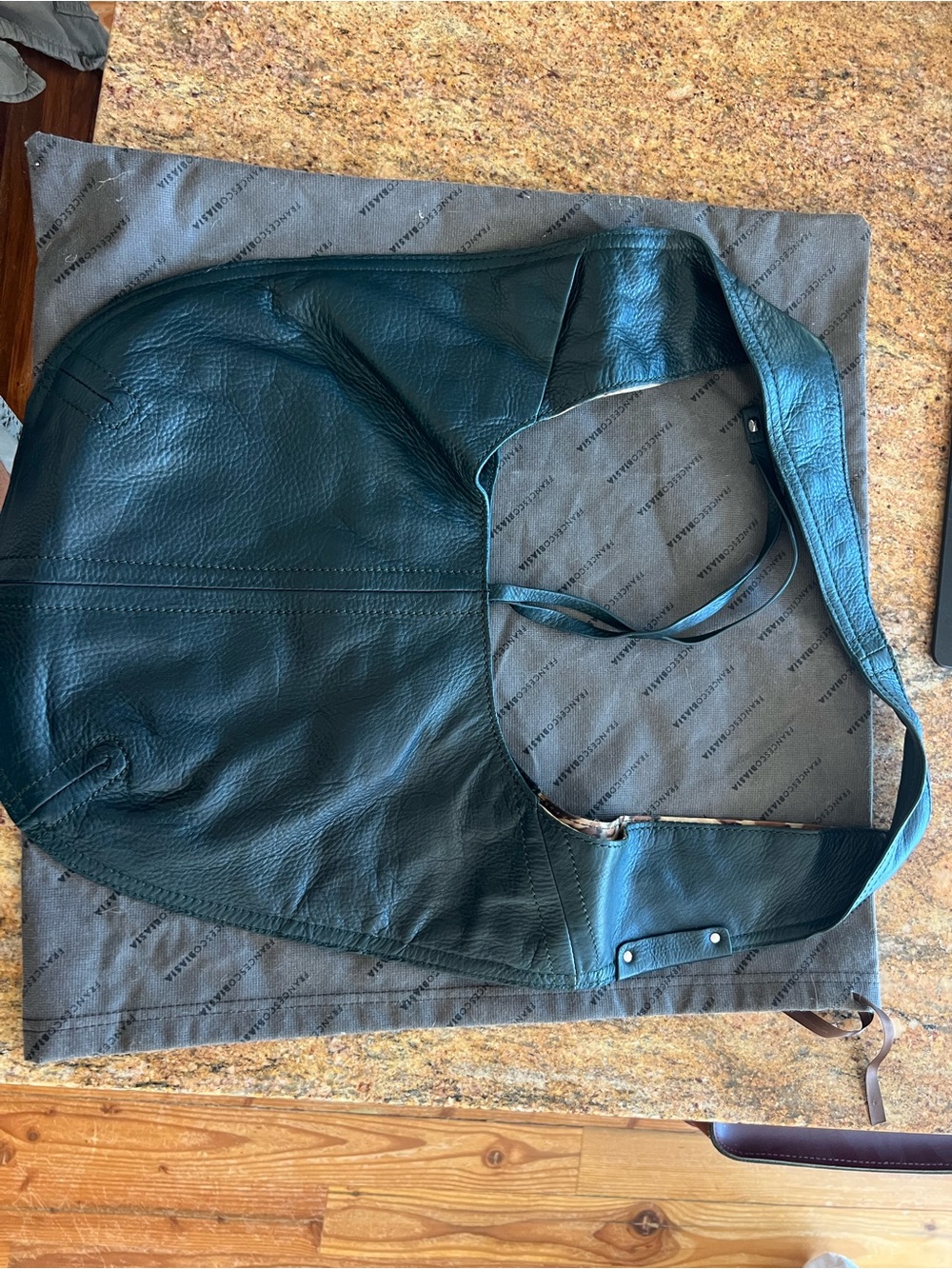 Francesco Biasia Teal Green Pebbled Leather Hobo Bag